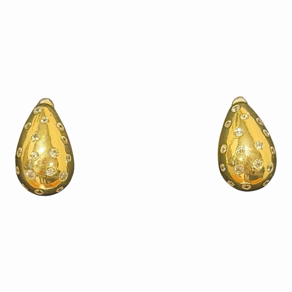 Savvy Bling Gold Tone Teardrop Rhinestone Stud Earrings Sparkly Elegant